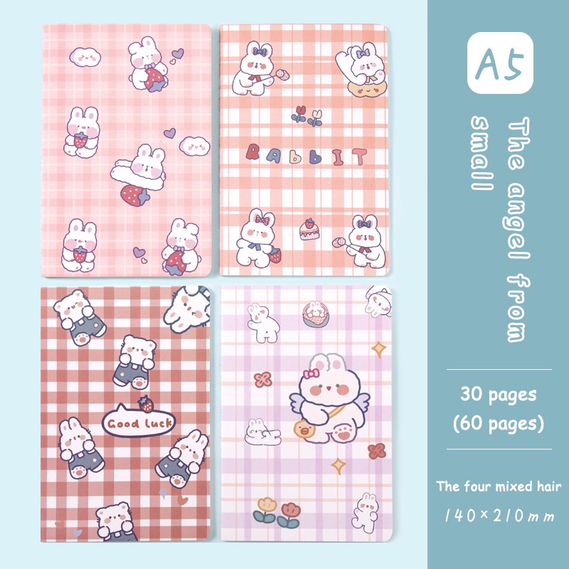 A7  Rollover Coil Buku Notebook Mini Kartun Lucu Mini Notebook Diary Portable Notebook Journal Alat Tulis-Le-Rabbit-Random