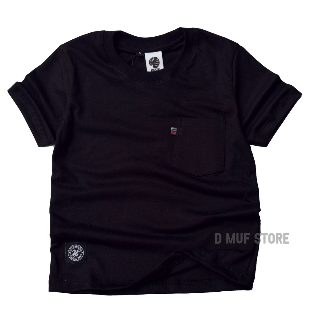 Kizzu Kaos Anak Pocket Premium Cotton 30s Usia 1-12 Tahun Basic Pocket- dmufstore