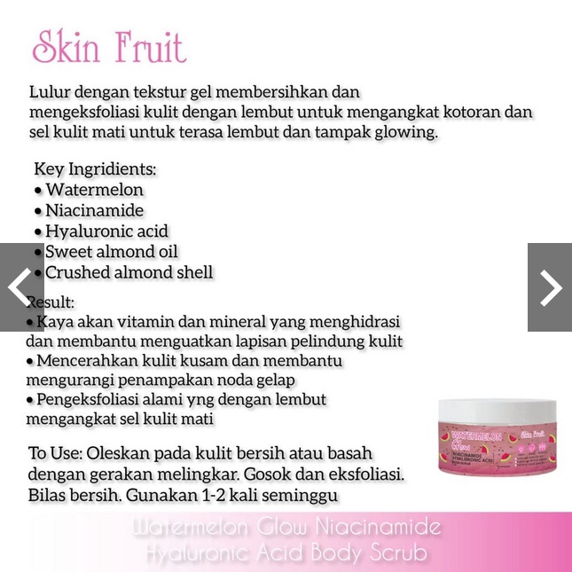 VIENNA Skin Fruit Body Scrub Glow Niacinamaide dan Retinol Hyaluronic Acid - 250gr