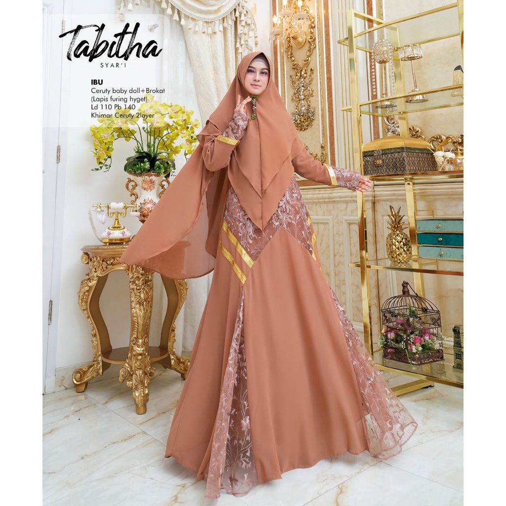 Khadijah Humaira Gamis Syari Ceruty Babydoll Mix Brokat Tabitha