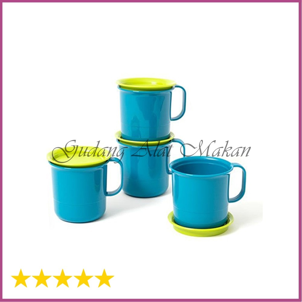 TUPPERWARE Familia Mug Set Ungu 4pcs Preludio Mug dgn tutup