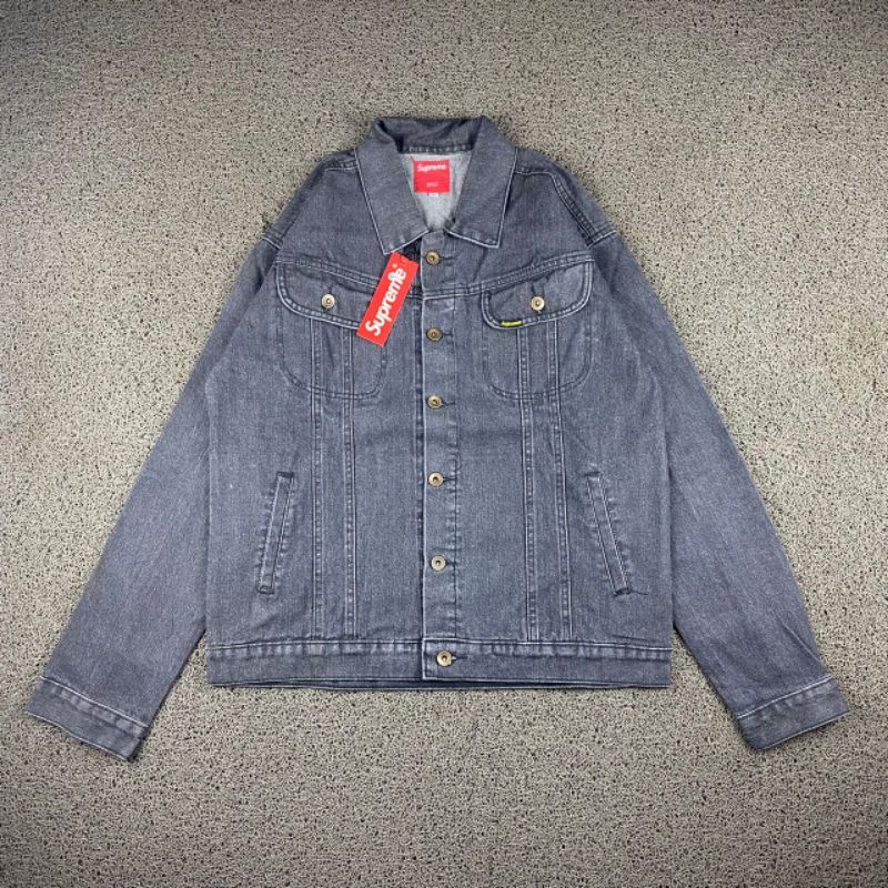 JAKET DENIM SUPREME FULL TAG LABEL CASUAL HYPE