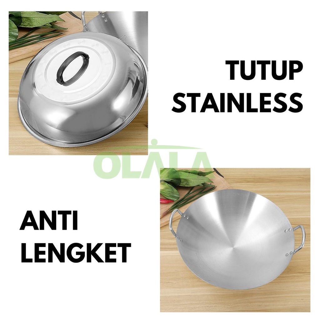 WAJAN / KUALI PENGGORENG STAINLEES STEEL WAJAN ANTI LENGKET OLL-CH4545