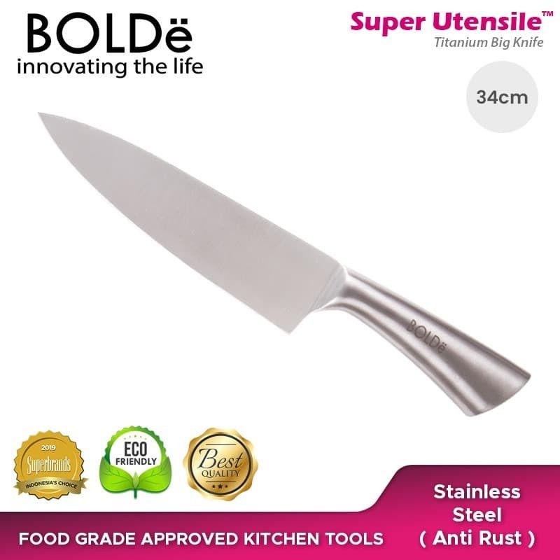 BOLDe Super Utensil Titanium Big Cooking Knife - Pisau Dapur - Pisau Masak Stainless Anti Karat - Pisau Buah Serbaguna