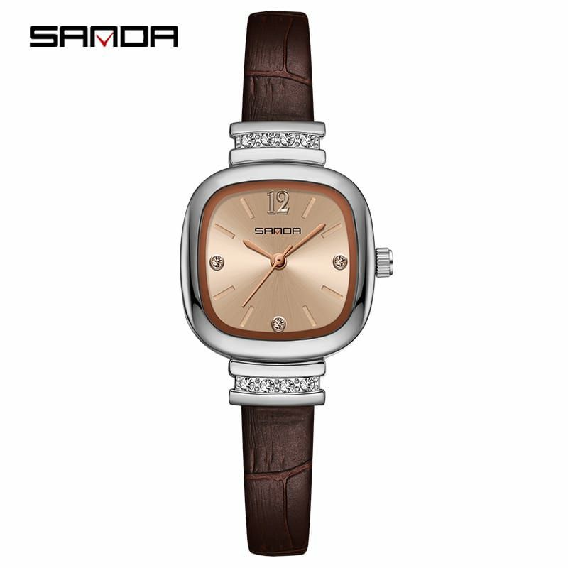 Jam Tangan SANDA 7052 Jam Tangan Wanita Analog Tali Kulit Quartz