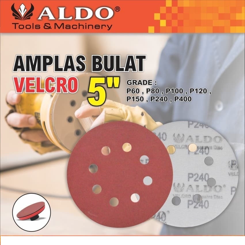 KERTAS AMPLAS BULAT VELCRO 5 INCH MATA ORBITAL SANDER GRID