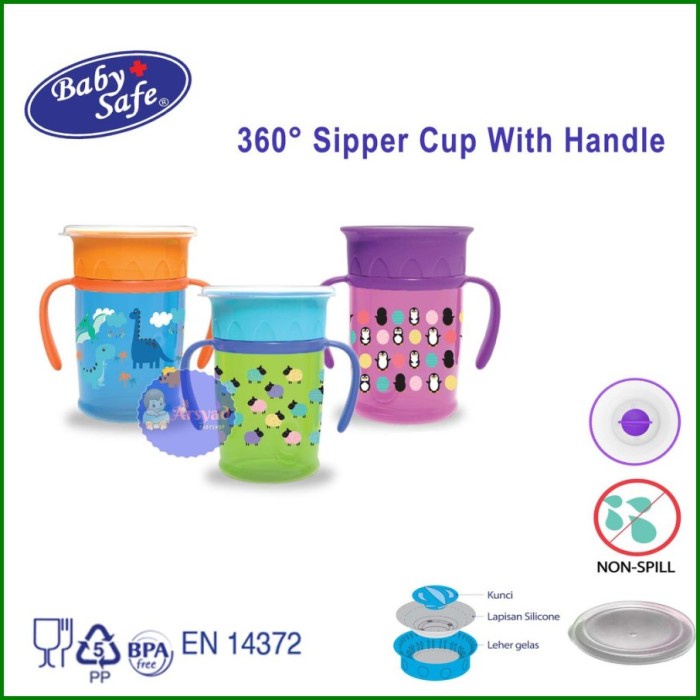 *NEW* BabySafe 360 Sipper Cup With Handle AP013 Gelas Anak Bayi Anti Tumpah 270ML 270 ml