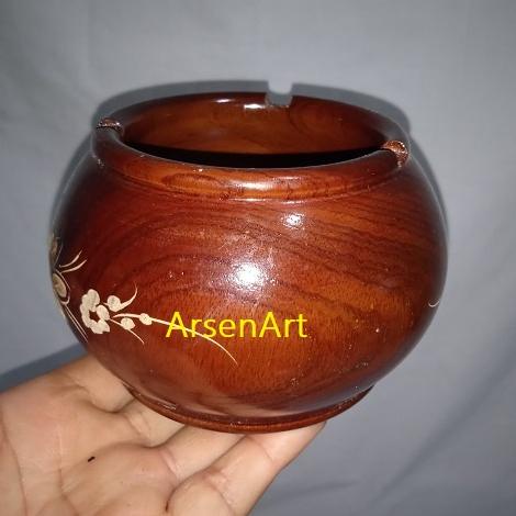 ASBAK ROKOK ASBAK UNIK ASBAK KAYU JATI UKIR MODEL GENTONG .