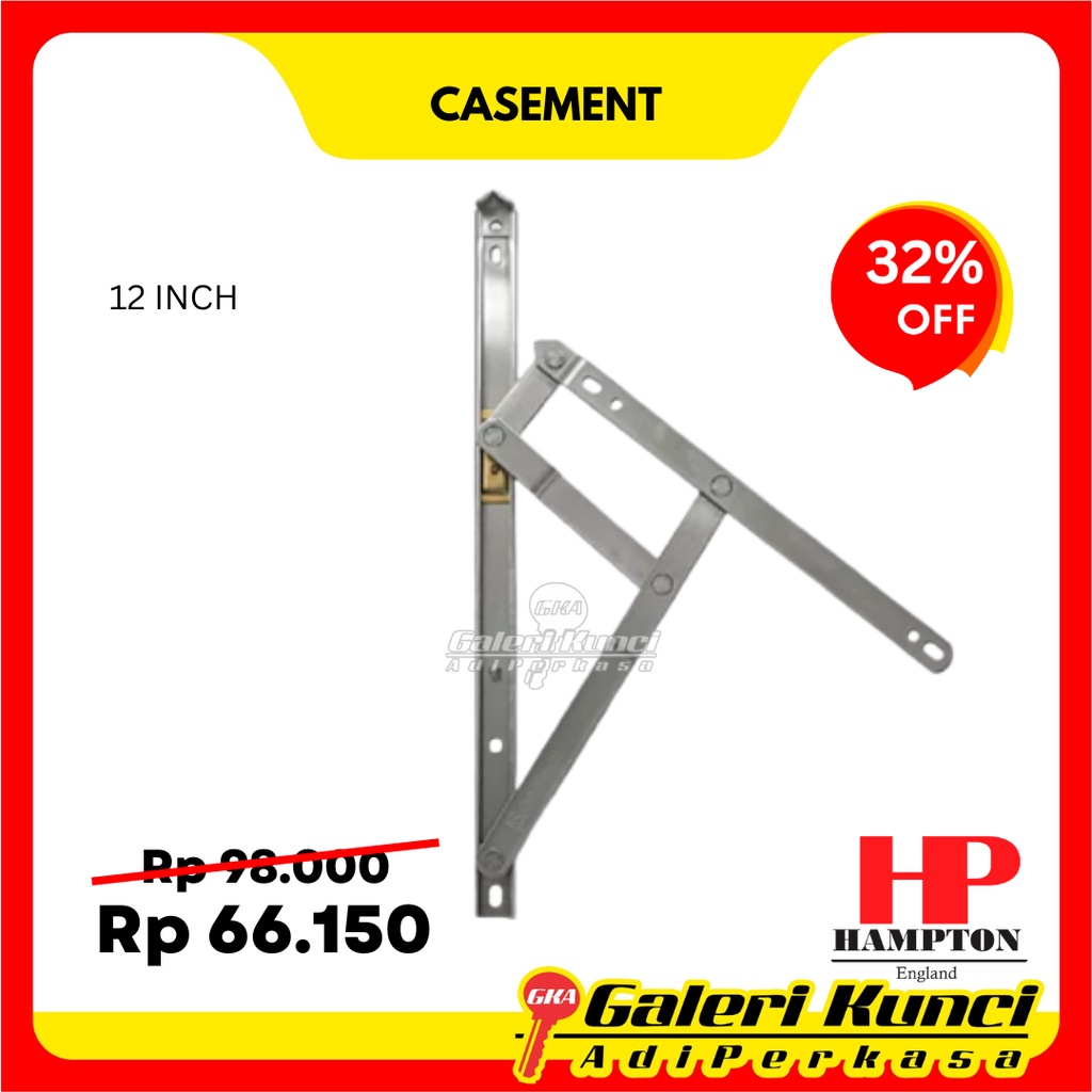 Engsel Casement Hampton HMT 12 Inch ss Engsel Jendela Alumunium