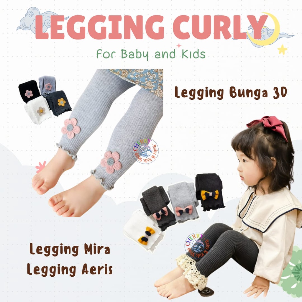 Legging Pita 0-1 Tahun Legging Mira / Legging Aeris / Legging Bunga 3D / Legging Reeb Salur Rajut Pita dan Renda Anak Perempuan CBKS VC