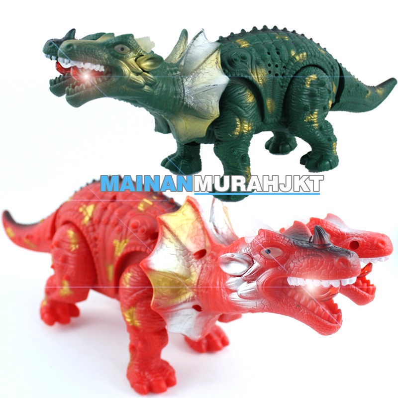 MAINANKEI MAINAN ANAK PREHISTORIC DINOSAUR DINO DUA KEPALA PR-17630 TERDAPAT MUSIK DAM LAMPU MENYALA