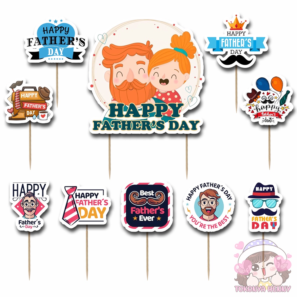 Topper Cake Hiasan Kue Ulang Tahun motif HAPPY FATHER DAY HARI AYAH PAPA