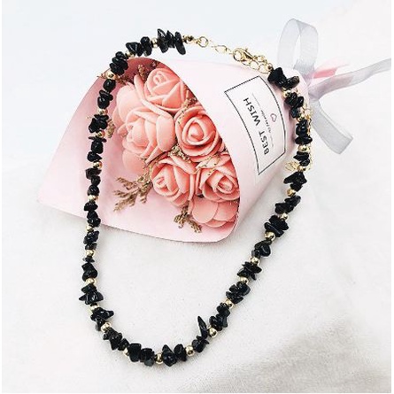 Kalung Choker Quartz Cracked Stone Beads Necklace Kalung Batu Kristal Crystal Choker Seastone Natural Batu Alam