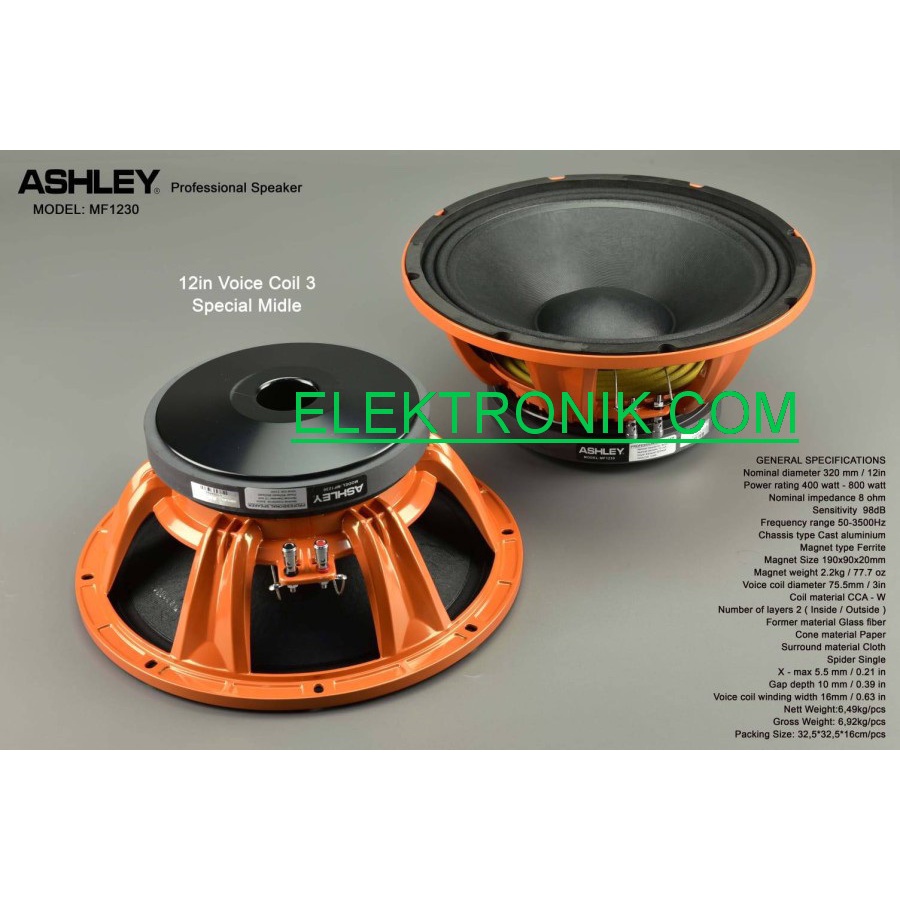 SPEAKER COMPONENT ASHLEY MF1230 MF 1230 MF12 30 ORIGINAL