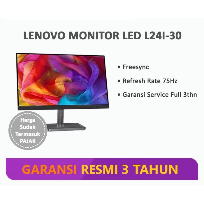 LED Monitor LENOVO L24I-30 IPS FHD HDMI VGA Eye Caring 75Hz - L24i-30