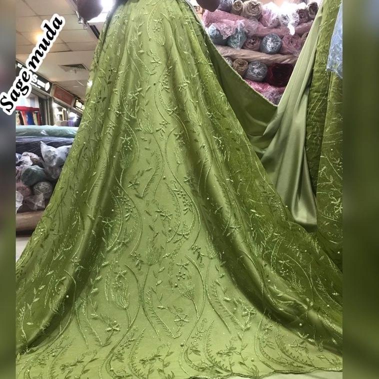 HARGA MURAH T37 MURAH Kain bahan Tulle akar mutiara / bahan kebaya brokat (Tulle lilac) ₴