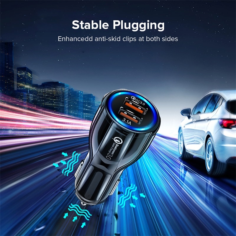 （BISA COD）USB Mobil Charger Mobil Fast Charging 3.0 3.1A 2 Port