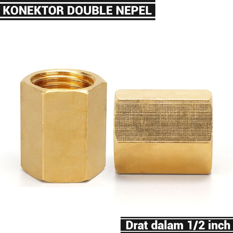 double drat female drat dalam 1/2 inch Double nepel kuningan