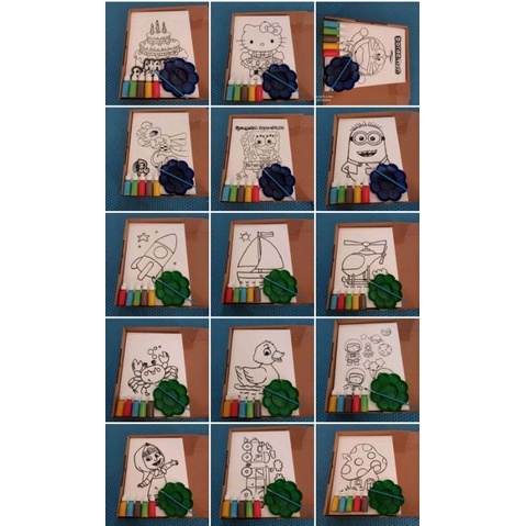 

RB Mewarnai paketan sterofoam 6 gambar 5 warna 1 kuas dan palet