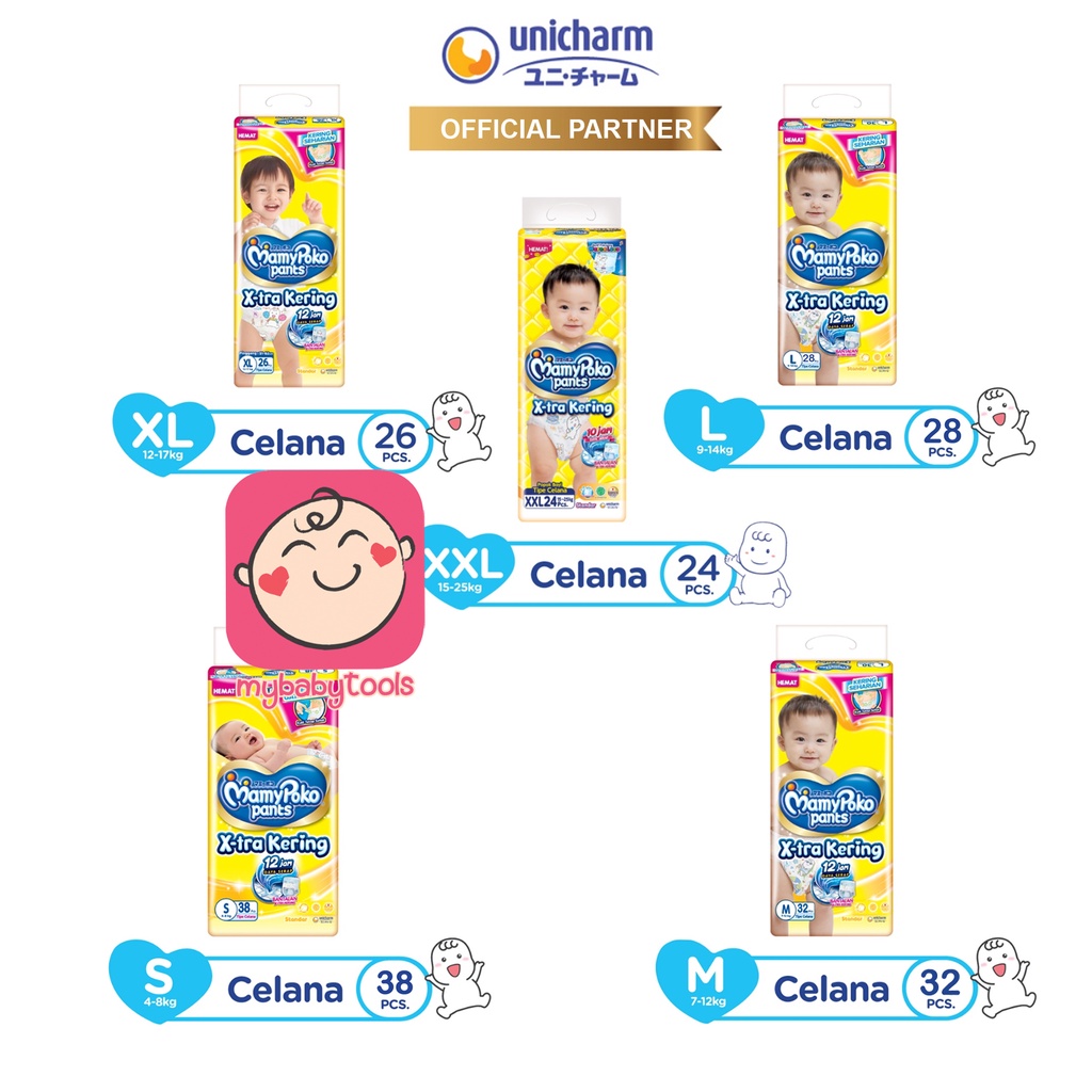 MAMYPOKO PANTS XTRA KERING S38 M32 L28 XL26 XXL24 STANDAR CELANA EXTRA KERING X-TRA KERING