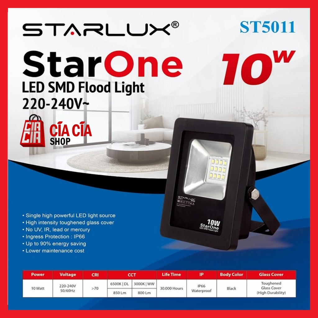 STARLUX STARONE Lampu Tembak 10 WATT Lampu Sorot LED 10W LED Flood Light 10 W