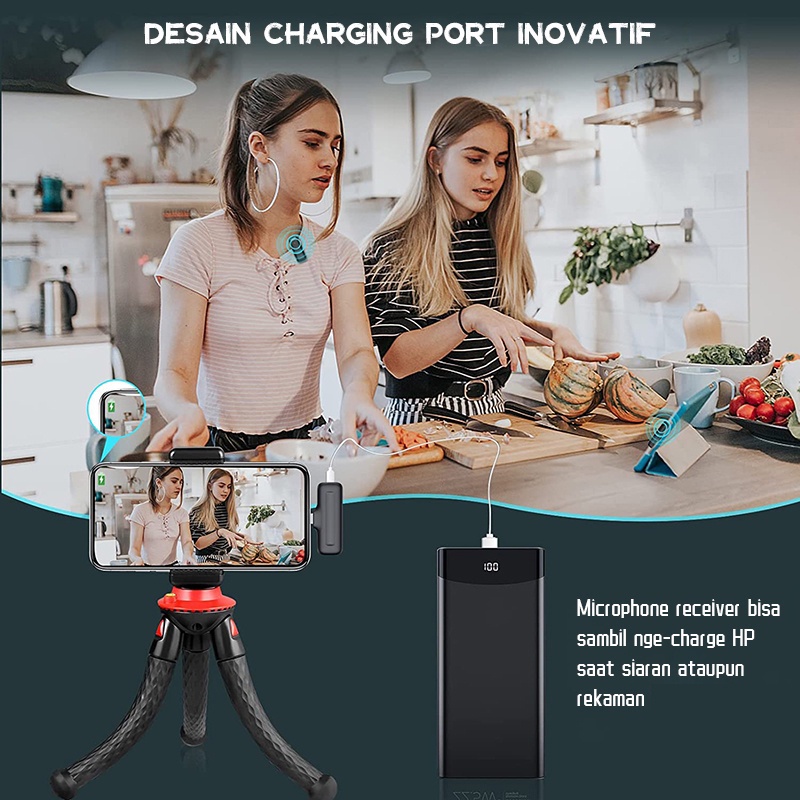 Wireless Dual Lavalier Microphone Plug &amp; Play Lapel Mic with Charging Case Mikrofon for TikTok YouTube Facebook Live Stream Vlog