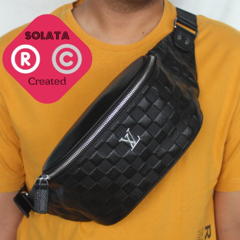 tas slempang kulit asli pria - waistbag pria asli - tas bahu pria