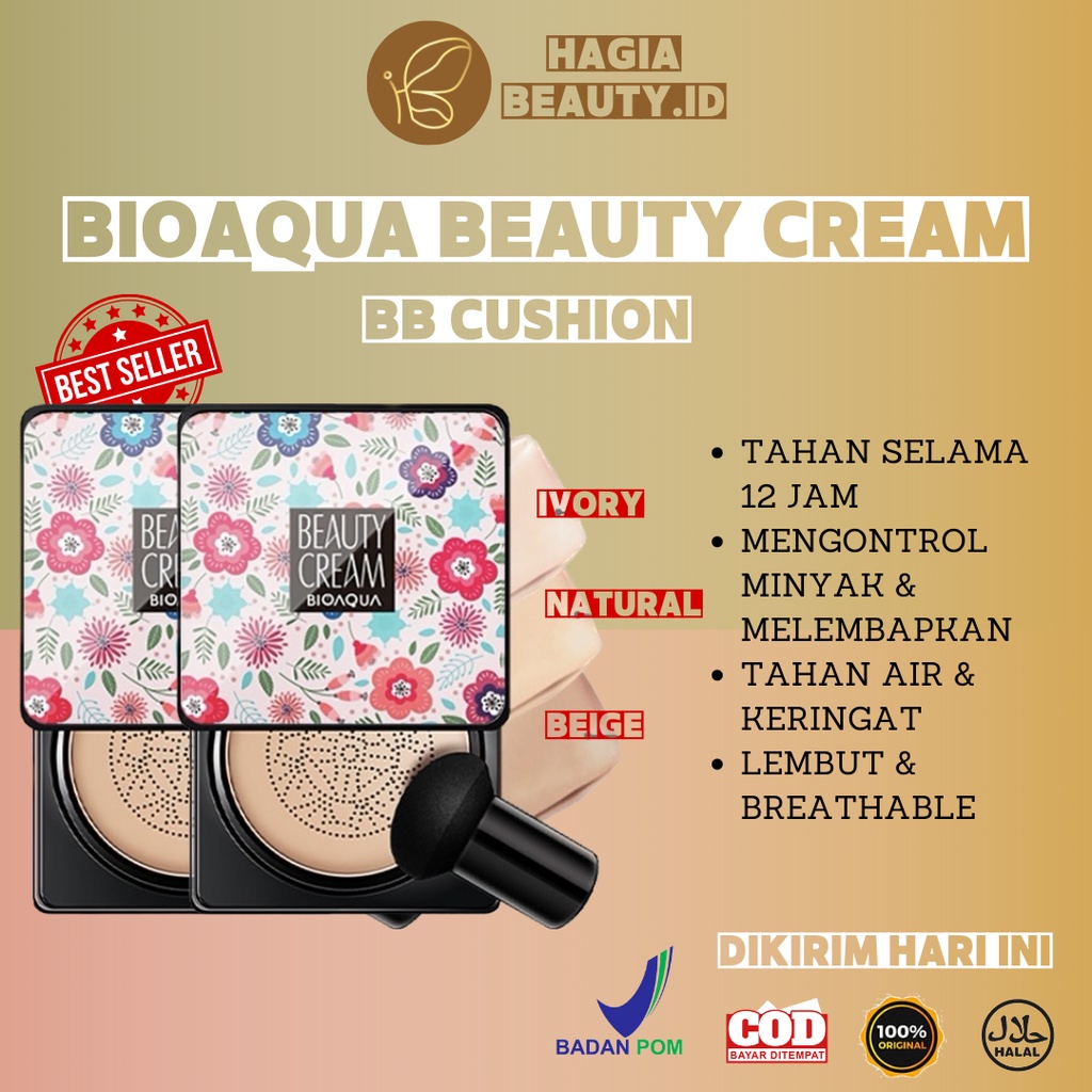 (BPOM) BIOAQUA BB CUSHION WHITENING BEAUTY CREAM 20 GR ORIGINAL - SUNISA MUSHROOM HEAD AIR COUSHION