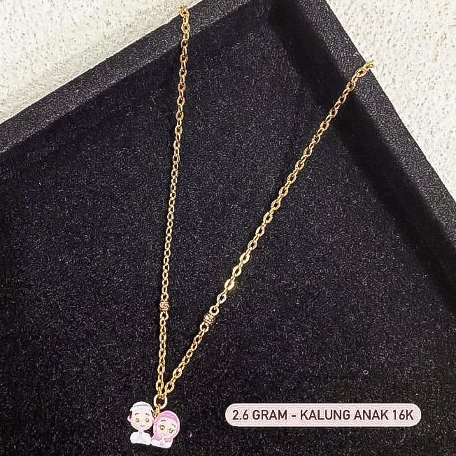 Kalung set anak emas asli kadar 700 70 16k boneka ice cream giraffe hello kitty bear bayi baby tanggung balita