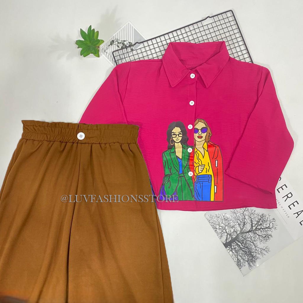 IL - SETELAN WANITA ORIZA CROP CRINCLE AIRFLOW / ONE SET WANITA KEKINIAN MOTIF SABLON