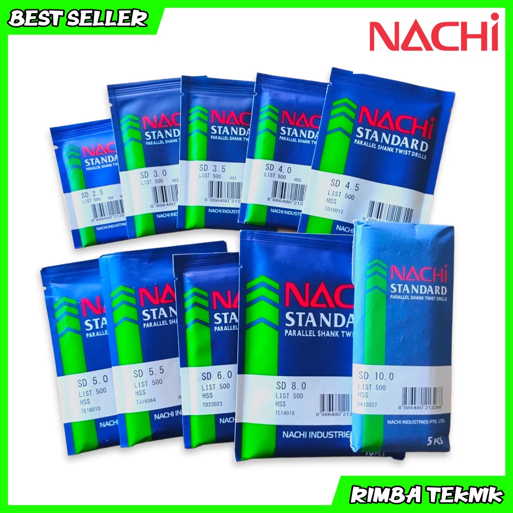 Mata Bor Besi NACHI Eceran ukuran 2mm 3mm 4mm 5mm 6mm 7mm 8mm 9mm 10mm twist drill hss Original Promo Murah