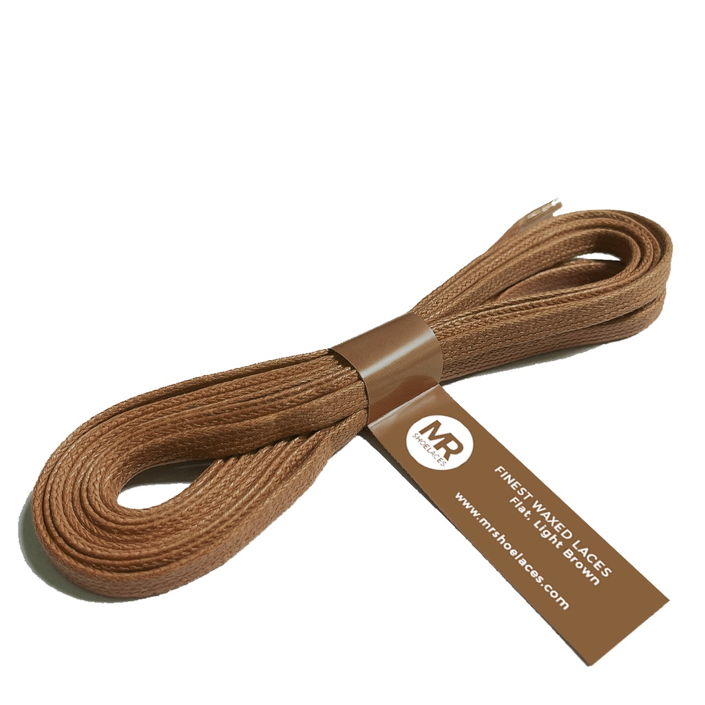 MR Shoelaces FA36 Light Brown Coklat Muda - Tali Sepatu Lilin 5mm Gepeng Flat Pipih (Waxed Laces) 70cm 80cm 90cm 100cm 120cm 130cm 140cm 150cm 200cm - Premium Shoelace