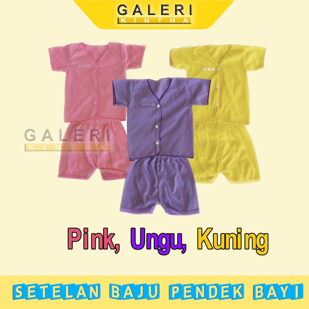 Setelan Baju Bayi Newborn Laki laki Perempuan Pendek Polos