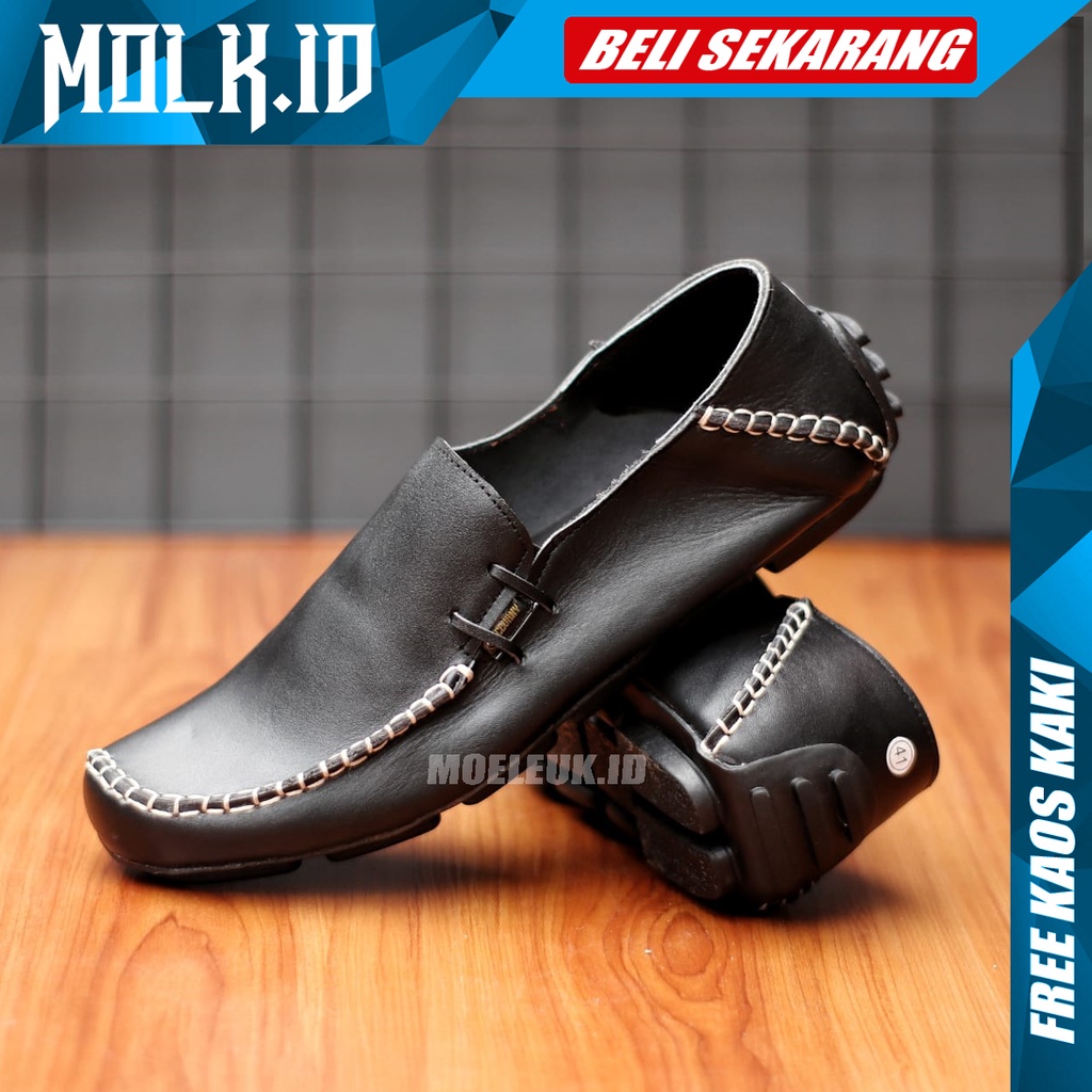 MOLK Sepatu Slip On Pria Kulit Asli Original Cvny Formal Casual Termurah Selop Slop Pria