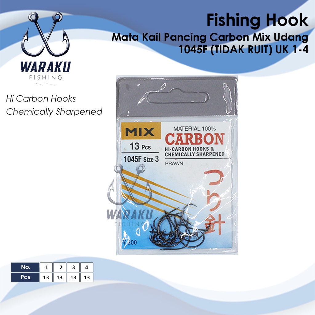 GROSIR Mata Pancing Udang Gepeng MIX CARBON 1045F isi 13pcs / Bungkus