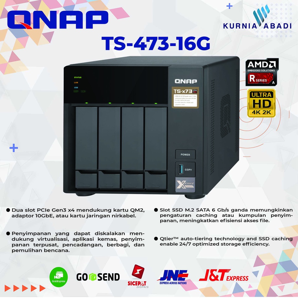 QNAP TS-473A-16G 16GB RAM 4-Bay NAS diskless AMD Quad Core NAS