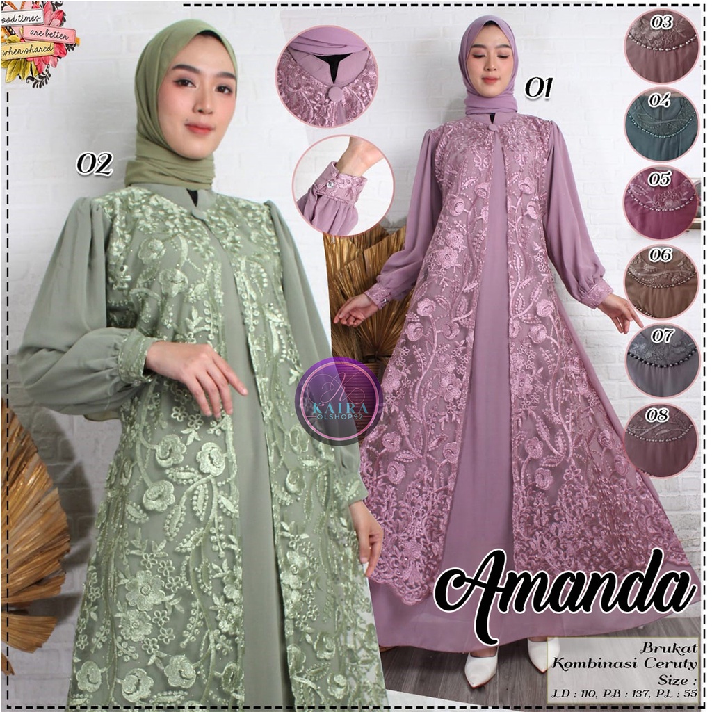 Amanda Dress Gamis mewah ceruty armany terbaru model Sabyan Bukatutup