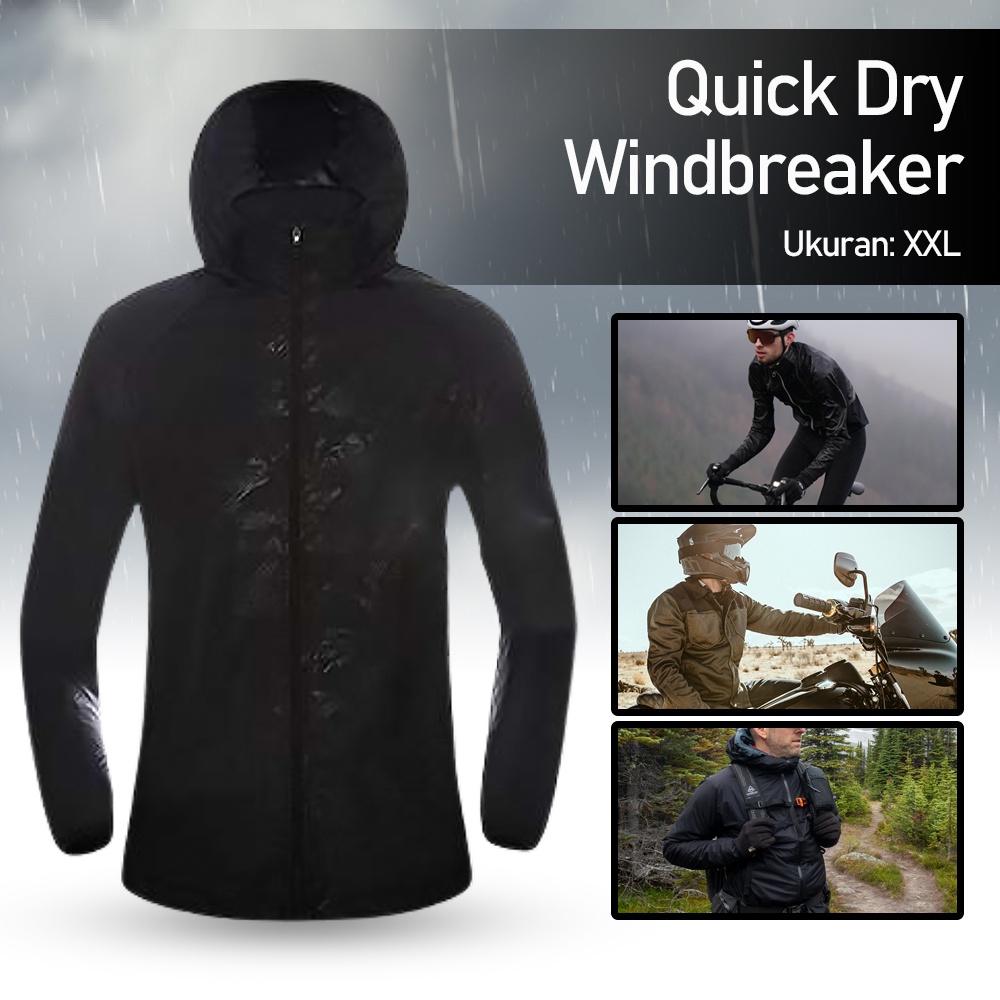 SportStationOutlet LENTHIMEN Jaket Olahraga Quick-dry Windbreaker XXL - WY-01 - Black