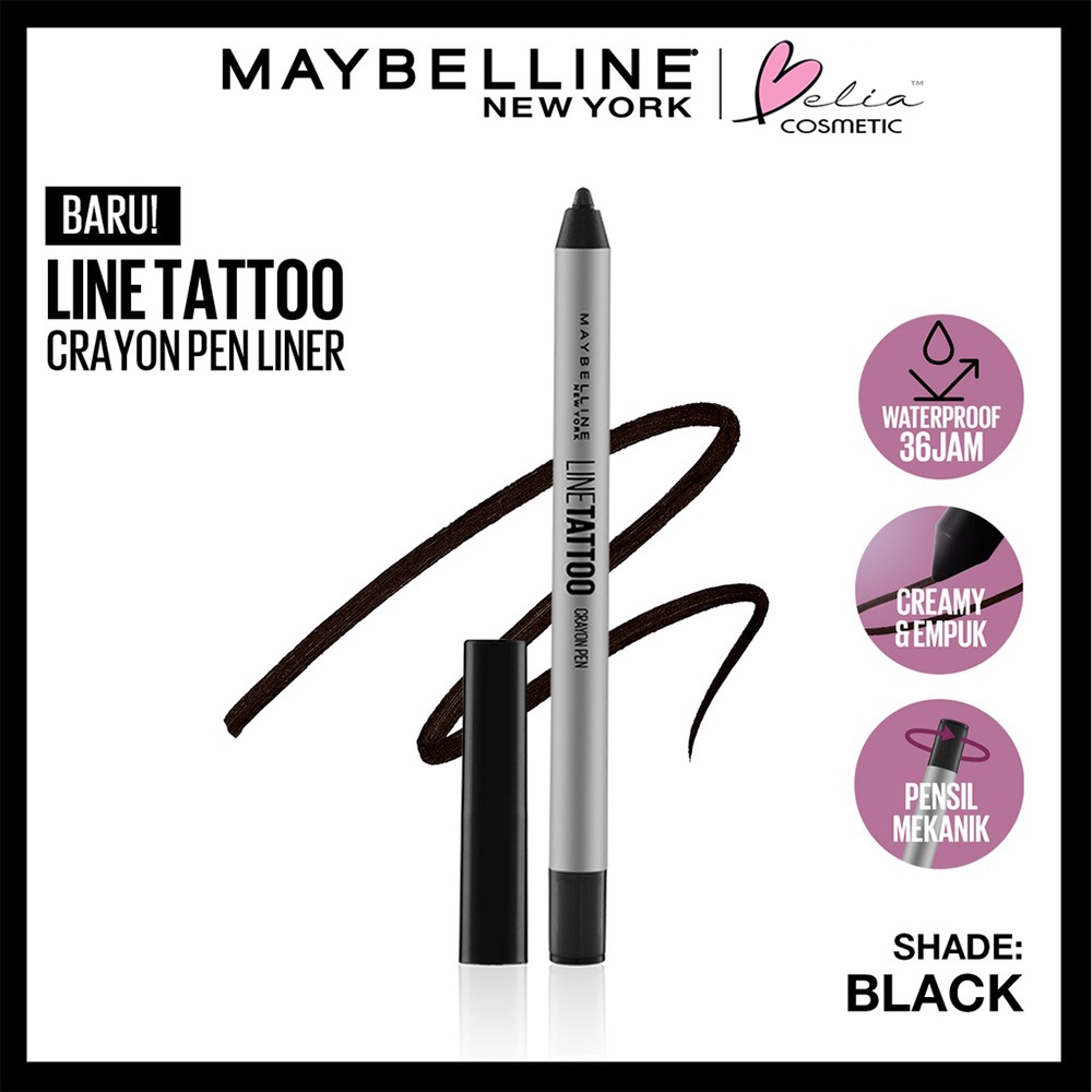 ❤ BELIA ❤ MAYBELLINE Line Tattoo Crayon Pen Linerl- Makeup Eyeliner Waterproof Tahan Air Long Lasting Black | Pensil Eyeliner