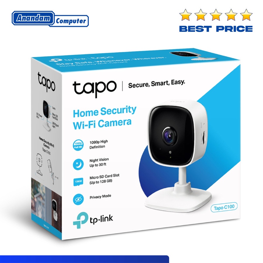Tp-Link Tapo C100 Home Security Wi-Fi Camera TpLink C 100 WiFi Camera