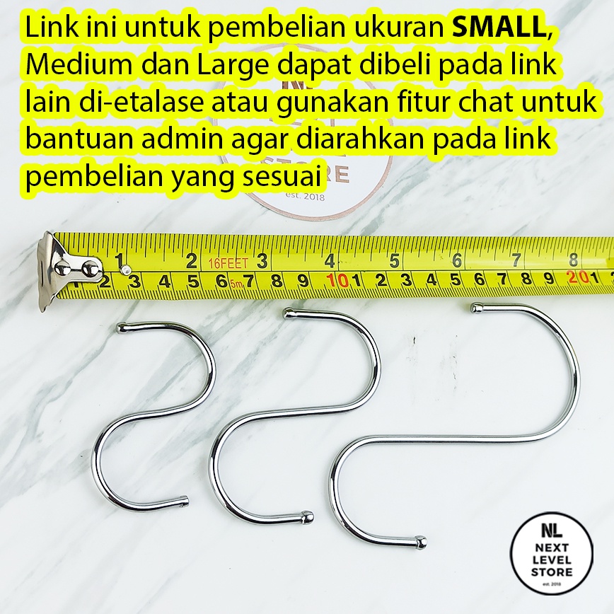 S Hook Stainless Gantungan Serbaguna Cantolan Hanger Pengait Dapur - SMALL 7 cm