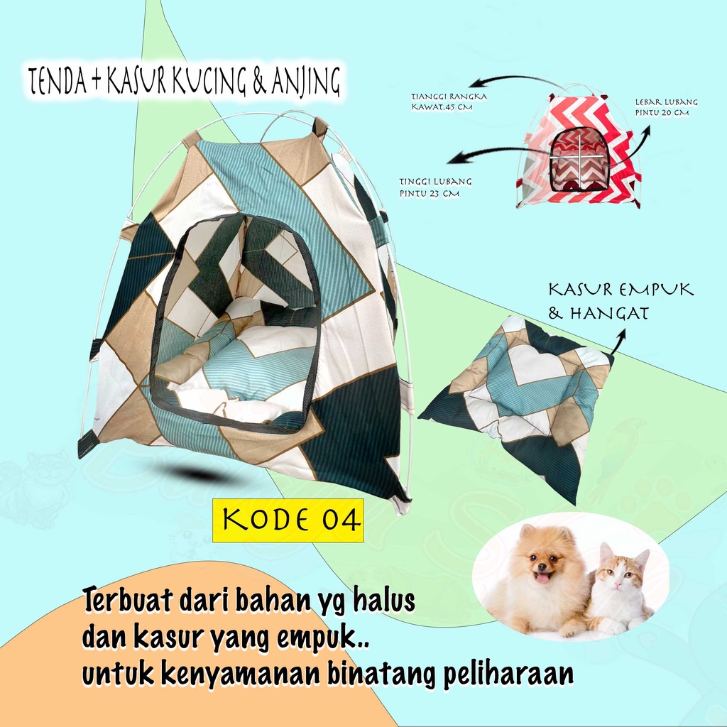 TEMPAT TIDUR KUCING BENTUK TENDA FREE KASUR-BANYAK PILIHAN WARNA