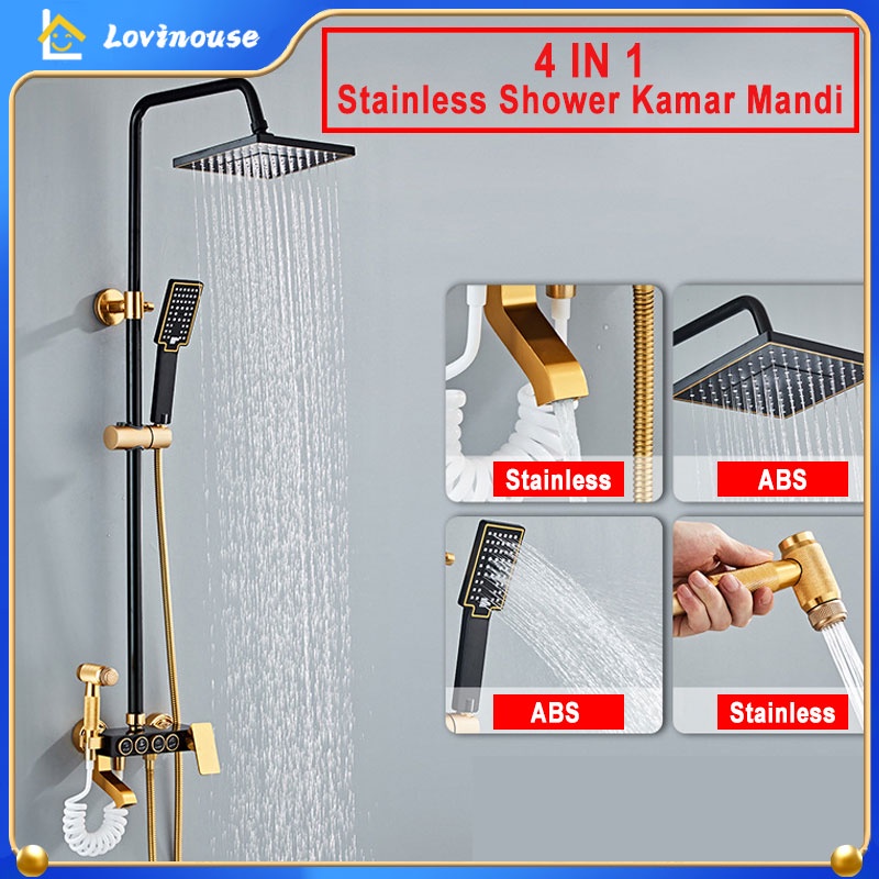 Shower Kamar Mandi 4 IN 1 Shower Set Dengan Faucet Sprayer Faucet Panas Dan Dingin