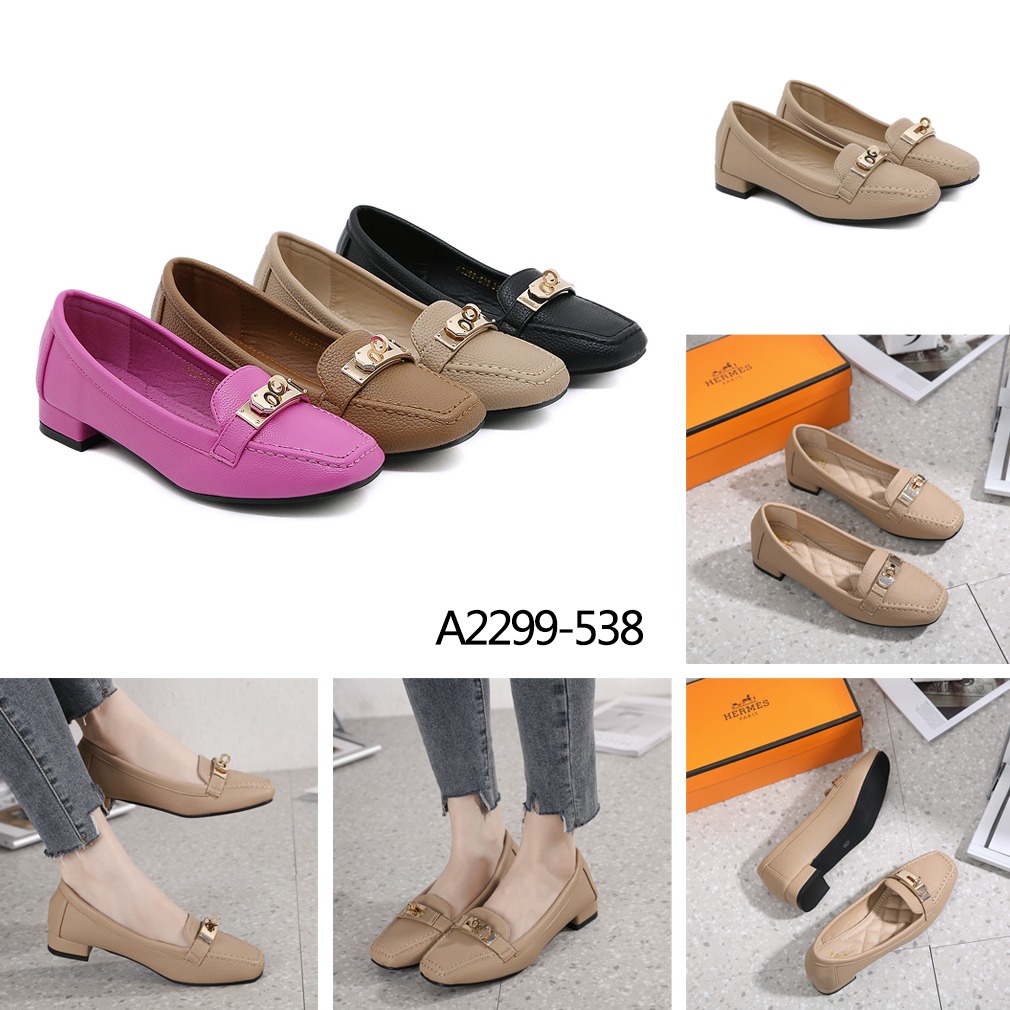 togo Leather With Buckle Block Heel A2299-538