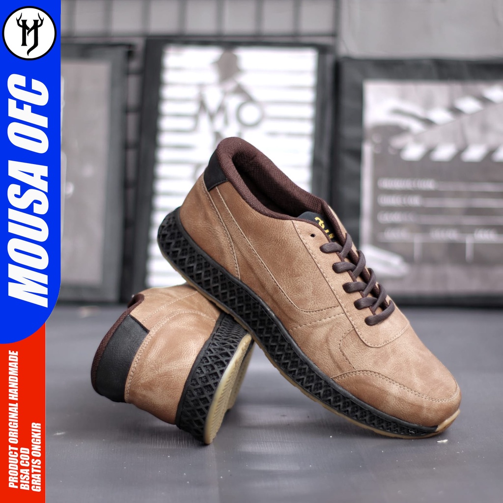 Sepatu Formal Kasual Sneakers Pria Hitam Kulit Syntetic Mousa Harbi
