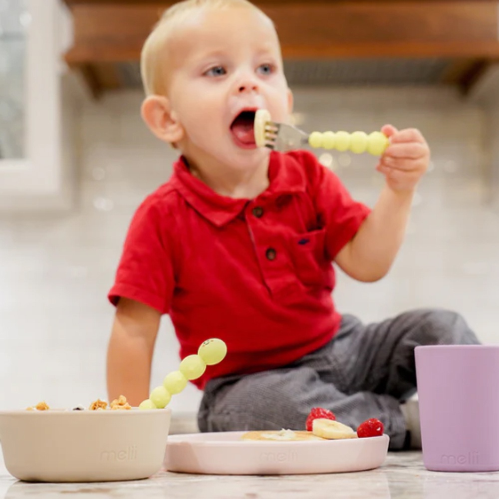 MELII BABY SILICONE CATERPILLAR SPOON &amp; FORK SET