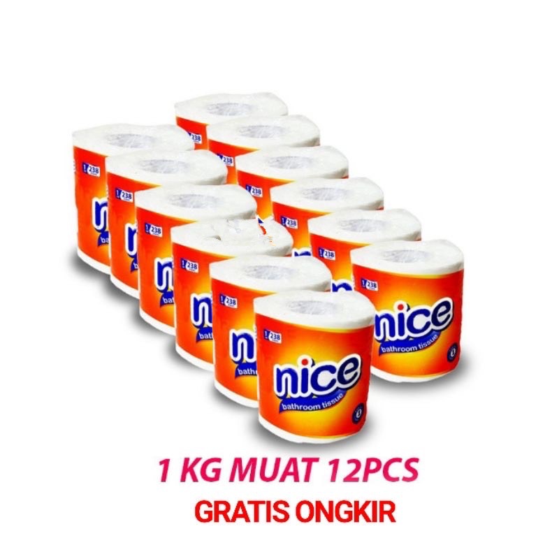 TISSUE / TISSU / TISU GULUNG NICE TOILET 1 ROLL [ 1 KG MUAT 12 ROLL ] TISSU NICE ROLL KAMAR MANDI