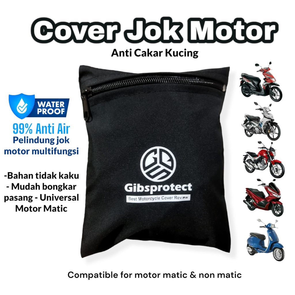 Pelindung jok motor waterproof exclusive jet black size L dan XL untuk motor matic dan motor bebek sarung jok motor universal