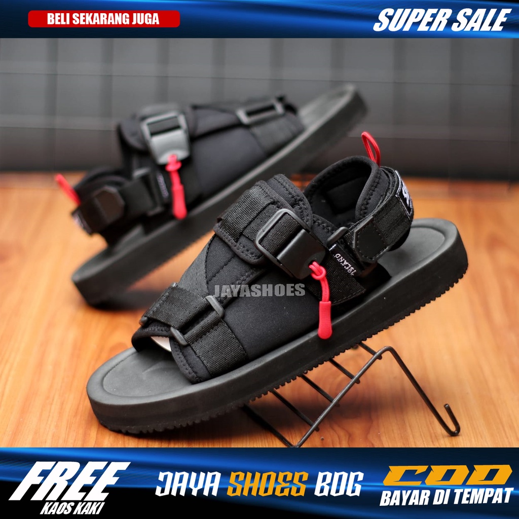 STAIN Sandal Casual Pria Hitam Original Distro Simple Murah Anti Slip