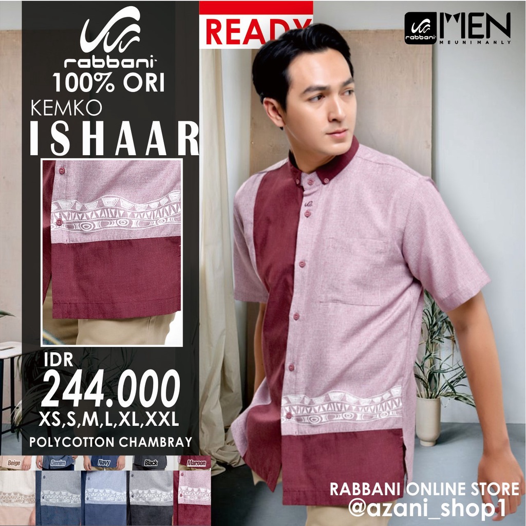 RABBANI KOKO KEMKO PRIA ISHAAR ORI - Kemeja Koko Rabani Asli Lengan Panjang Baju Koko Muslim Terlari